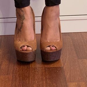 Brown wedge heels